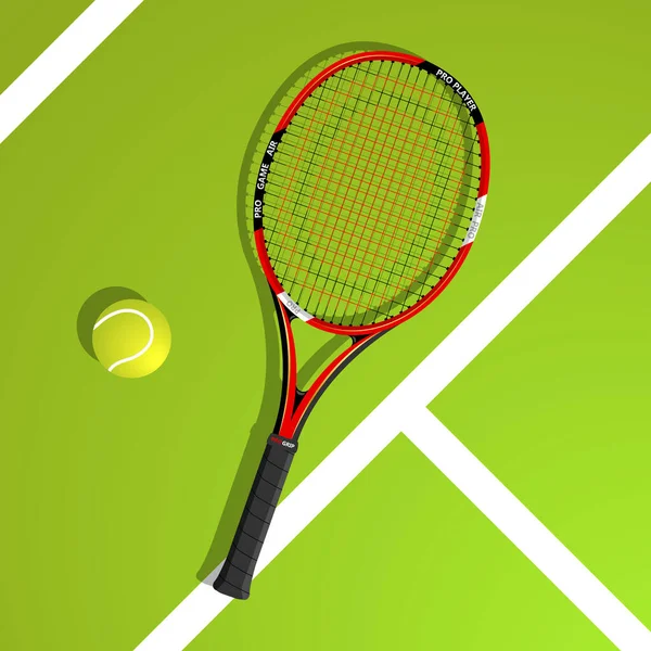 Tennis Racket Tennis Ball Tennis Court — Stock Photo, Image