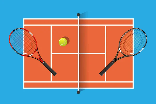 Tennisrackets Met Tennisbal Een Tennisbaan — Stockfoto