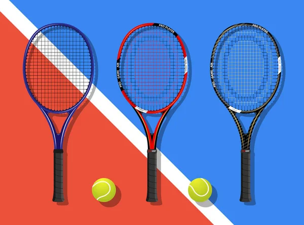 Set Tennisrackets Met Tennisballen Een Tennisbaan — Stockfoto