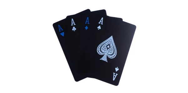 Четыре Туза Игральные Карты Игры Казино Покер Изолированы Белом Фоне — стоковое фото