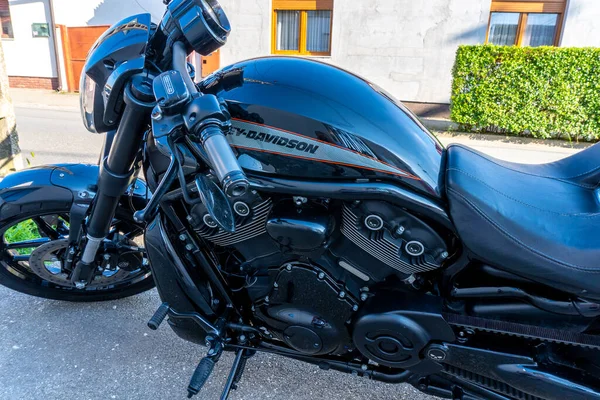 Arad Arad Ρουμανία 2023 Harley Davidson Μοτοσικλέτα Πλήρες Μαύρο — Φωτογραφία Αρχείου