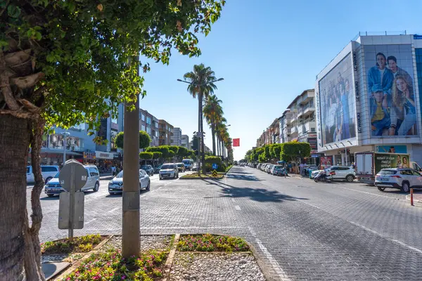 Alanya Türkei Straße Palmen — Stockfoto