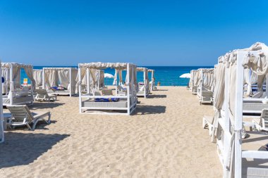 Kleopatra plajı, güzel kum ve mavi deniz. Alanya, Antalya, Türkiye