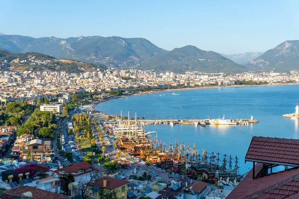 Alanya Antalya Turquia 2023 Porto Com Belos Barcos — Fotografia de Stock