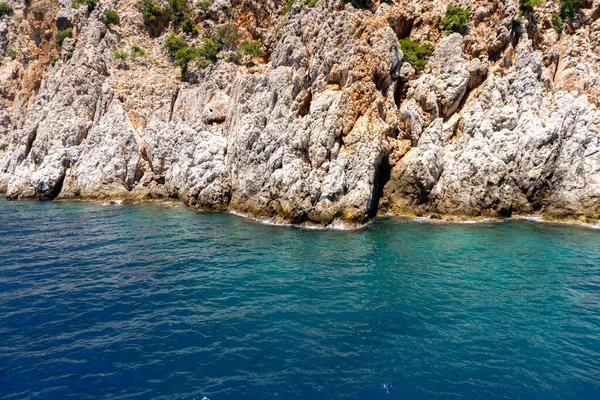Sea waves and fantastic rocky coast diving place Alanya Turkey