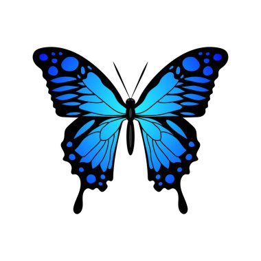 Kelebek mavisi siluet Kral Kelebeği el yapımı vektör illüstrasyonu