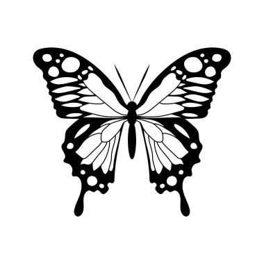 Kelebek silueti Kelebek tasarımı elle çizilmiş vektör çizimi
