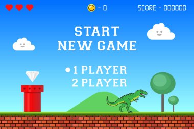 Yeni oyun atari macera arka plan vektör çizimine başla