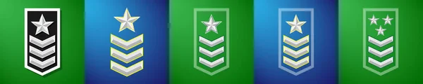 Set Military Game Ranking Badge Star Insignia Vector — Stock Vector