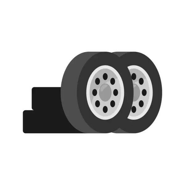 Car Wheels Set New Tires Pile Isolated White — Stock Vector