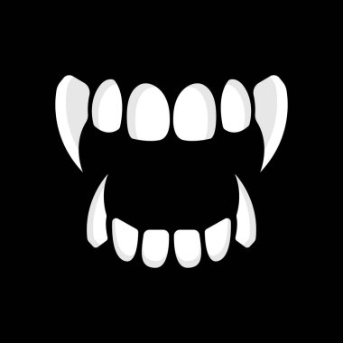 Vampire teeth isolated on black background clipart