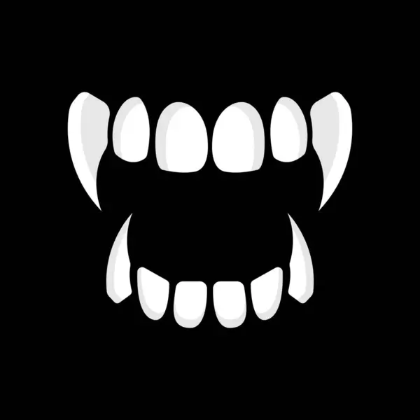Зубы Вампира Черном Фоне — стоковый вектор