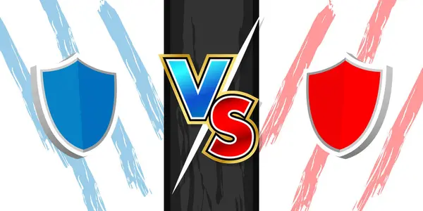 Banner Pantalla Para Batalla Vector Comparación Con Escudos Azul Rojo — Archivo Imágenes Vectoriales