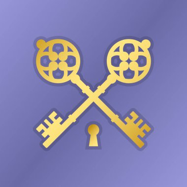 Eski altın logo tuşları vektör illüstrasyonu