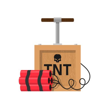 Tnt dynamite. Cartoon bomb with burning wick red stick mining blast charge, destroy firecracker fuse burning cable vector illustration clipart