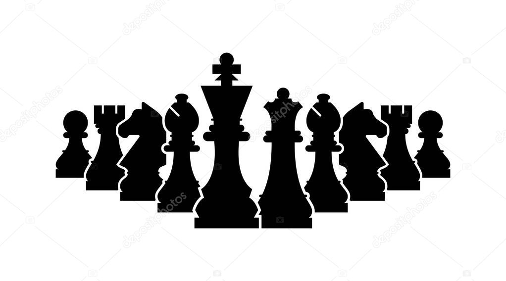 Chess pieces vector mind game strategy illustration