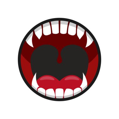 Canavar Vampir Dişleri ve Dil İllüstrasyonuyla Ağzını Aç