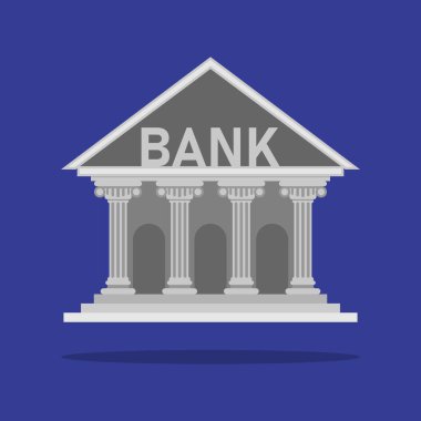 Banka binası, banka, finans hizmetleri, iş ve finansal konsept geçmişi. İş vektör simgesi ayarlandı. Nakit para, güvenli banka