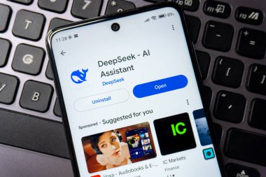 Arad , Romania - February 02 2025: DeepSeek app is on the App Store. DeepSeek, a Chinese AI assistant, is built on MoE-based 'DeepSeek V3' clipart