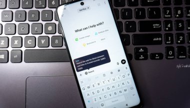 Arad, Romanya - 02 Şubat 2025: Cep telefonu uygulamasında ChatGPT arayüzü