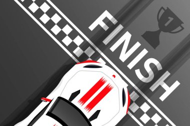 Bitiş çizgisi yarışı Araba arkaplan görünümü, bitiş çizgisi vektörü ile hatıra asfaltı