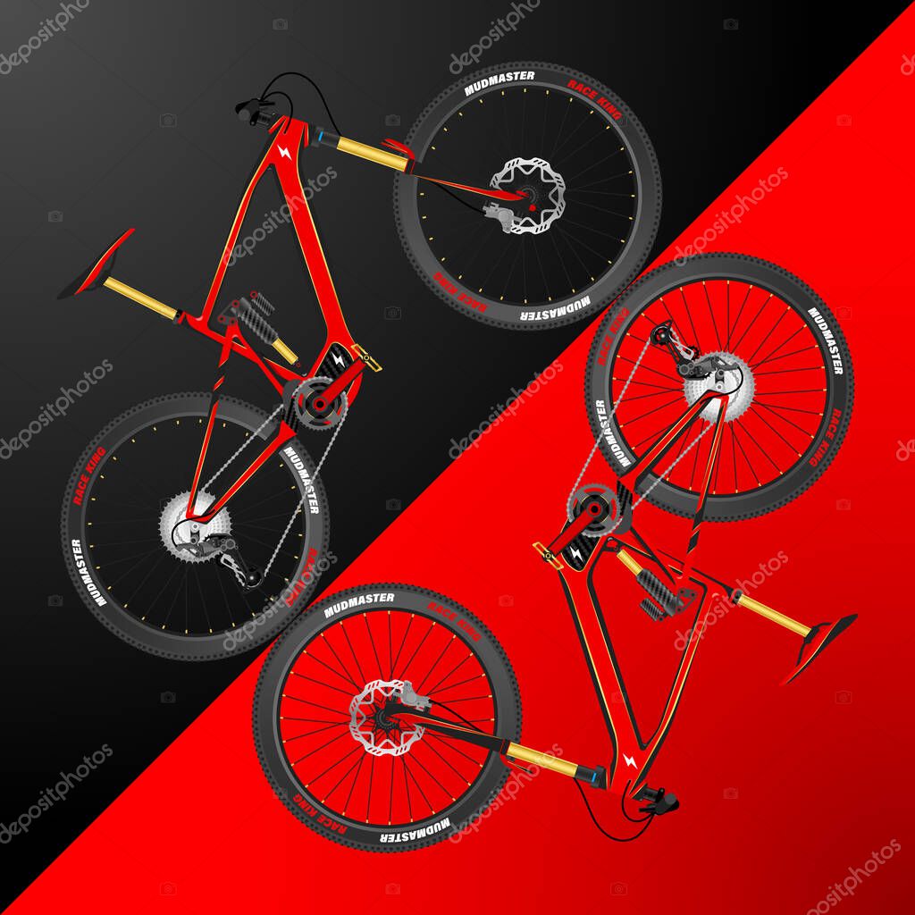 Mountain Bike concept black and red illustration vector