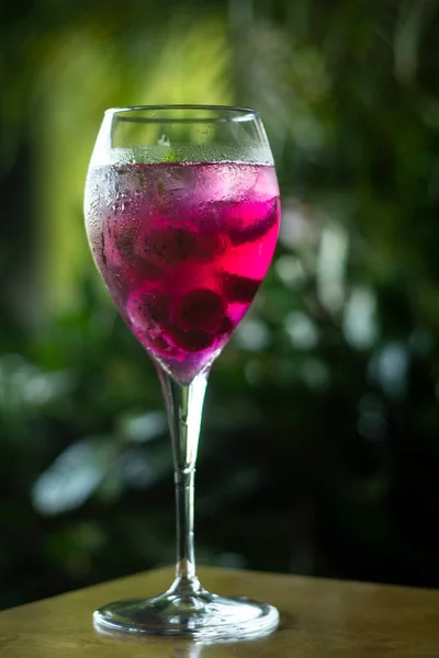 Himbeere Und Rote Drachenfrucht Prosecco Wein Schorle Cocktail lizenzfreie Stockfotos
