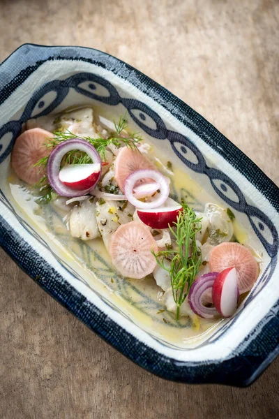 Ceviche Marinated Raw Fish Salad Vegetables Imagens De Bancos De Imagens