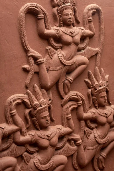 Angkor Estilo Réplica Esculturas Parede Decorativas Siem Colher Cambodia — Fotografia de Stock