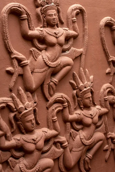 Réplique Style Angkor Sculptures Murales Décoratives Siem Reap Cambodia — Photo