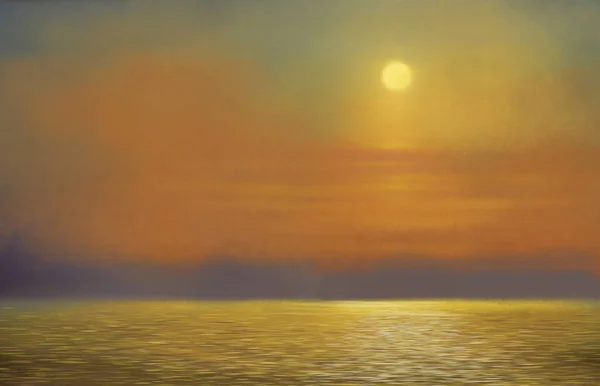 Cyfrowe Obrazy Olejne Krajobraz Morski Zachód Słońca Nad Morzem Zachód — Zdjęcie stockowe