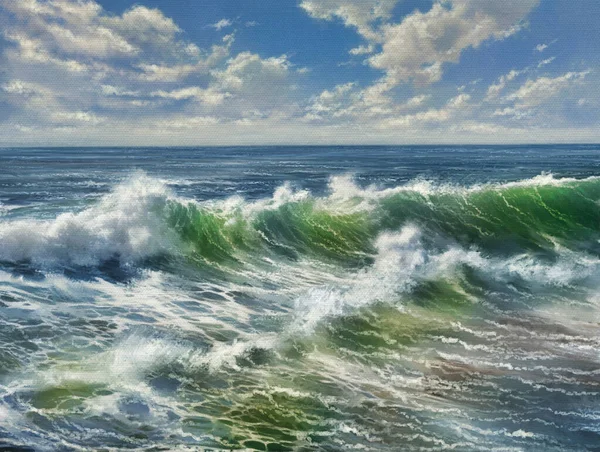 Цифровые Картины Маслом Морской Пейзаж Волны Море — стоковое фото