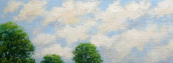 Картини Маслом Пейзаж Небо Фон Хмарами — стокове фото