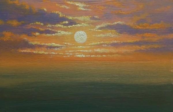 Olej Obrazy Morskie Krajobraz Grafika Sztuka Piękna Zachód Słońca Nad — Zdjęcie stockowe