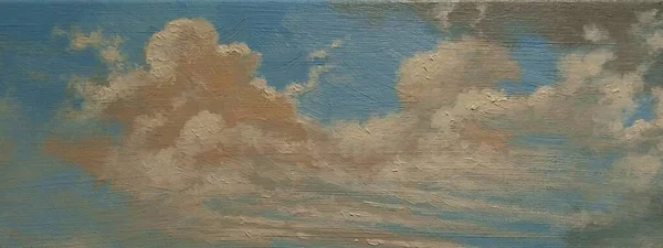 Pinturas Óleo Paisaje Cielo Fondo Con Nubes —  Fotos de Stock