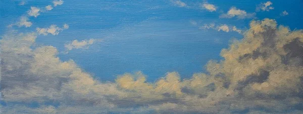 Pinturas Óleo Paisagem Céu Fundo Com Nuvens — Fotografia de Stock