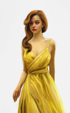 Suluboya resimler, tamamen hayali bir kadın portresi, sahte olmayan bir kız güzel sanatlar, sanat eserleri, dikey çizimler.