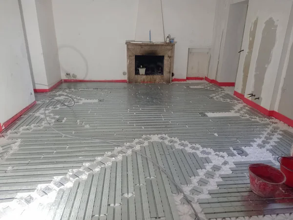 Underfloor Heating Cooling Construction Building Site — 스톡 사진