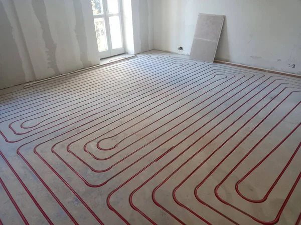Underfloor Heating Cooling Construction Building Site — Photo