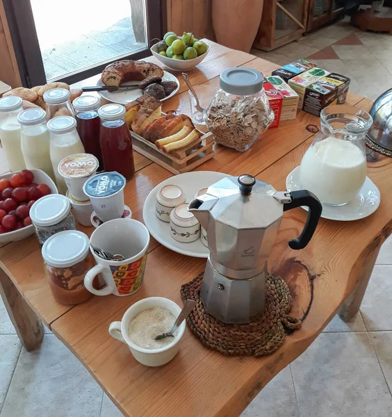 Matera Ιταλια Circa Αυγουστοσ 2020 Πρωινό Στο Ξενοδοχείο Bed Breakfast — Φωτογραφία Αρχείου