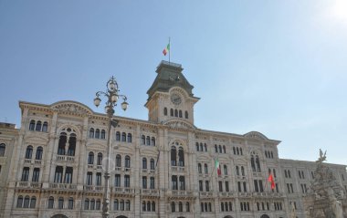 İtalya, Trieste 'deki eski şehir merkezi manzarası