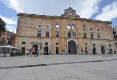 MATERA, ITALY - 24 AĞUSTOS 2020: Piazza Vittorio Veneto Meydanı
