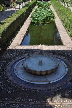 GANADA, İSPAN - 23 Ağustos 2023 Generalife Palace Gardens