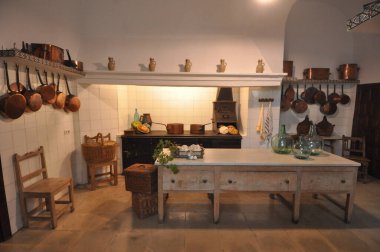 CORDOBA, İSPAN - 22 AĞUSTOS 2023 Palacio de Viana Saray Mutfağı