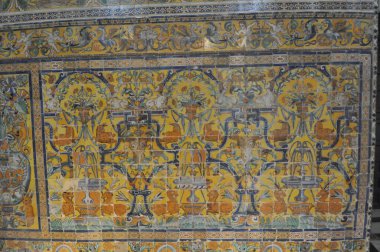 SEVILLA, İspanya - 20 AĞUSTOS 2023: Kraliyet Alcazar Sarayı