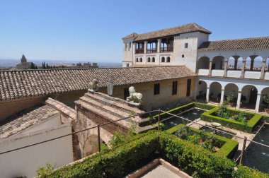 GANADA, İSPAN - 23 Ağustos 2023 Generalife Palace Gardens