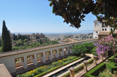 GANADA, İSPAN - 23 Ağustos 2023 Generalife Palace Gardens