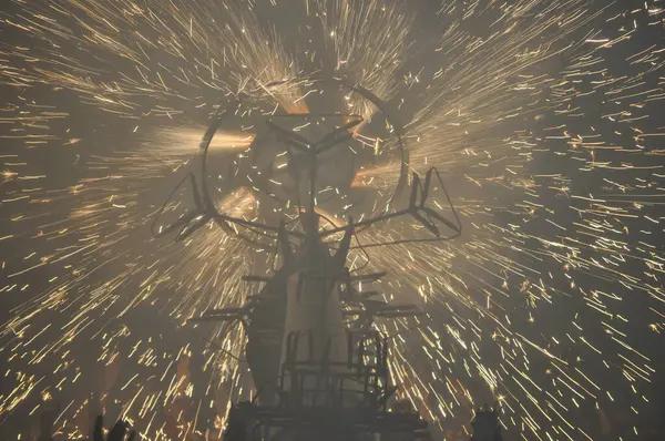 stock image Cavallo di fuoco translation Horse of fire celebrations fireworks display in Ripatransone, Italy