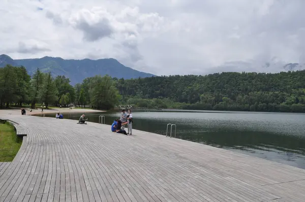 stock image LEVICO TERME, ITALY - MAY 09, 2023: Lago di Levico lake