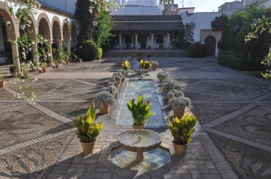 CORDOBA, İSPAN - 22 AĞUSTOS 2023 Palacio de Viana saray terası